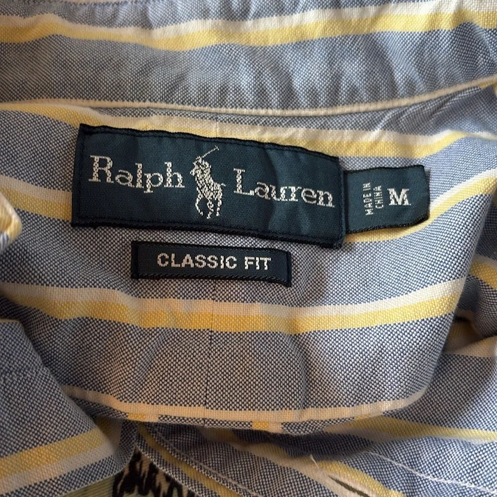 Polo Ralph Lauren Buttondown Shirt Long-Sleeve Men’s Medium Stripes Blue Yellow